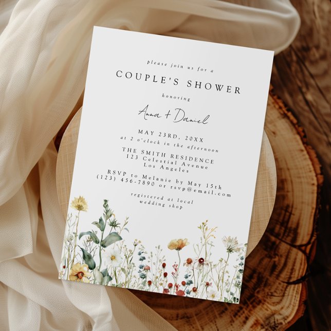 Invitation de douche de couple de champ de fleurs  (Créateur téléchargé)