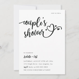 Invitation de douche de couple de coeurs
