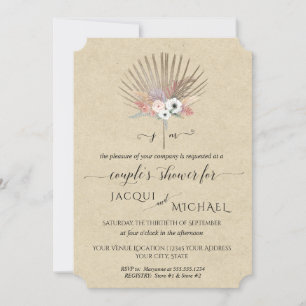 Invitation de douche de couple de fleurs de Pampas