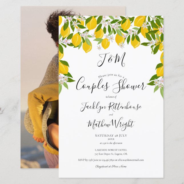 Invitation de douche de couple de monogramme de bu (Devant / Derrière)