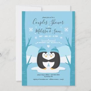 Invitation de douche de couple de pingouins