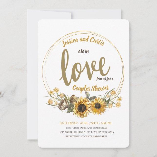 Invitation de douche de couple floral d'amour (Devant)