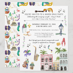 Invitation de douche de couple Mardi Gras