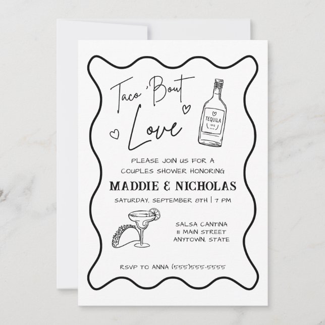 Invitation de douche de couple 'Taco 'Bout Love' (Devant)