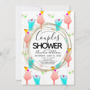 Invitation de douche de couples à motif de cocktai