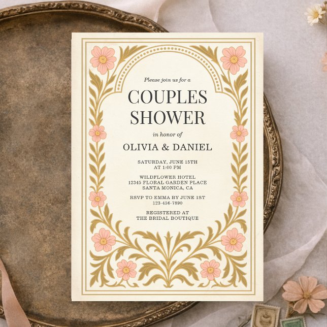 Invitation de douche de couples Art Nouveau Floral (Créateur téléchargé)