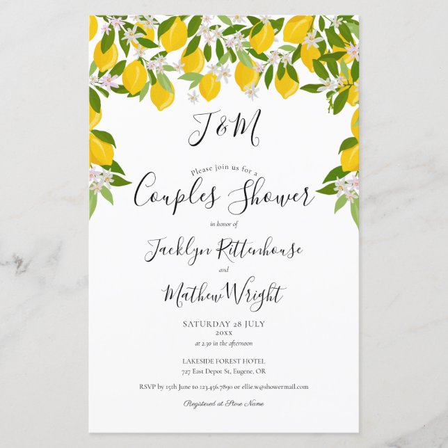 Invitation de douche de couples de budget Monogram (Devant)