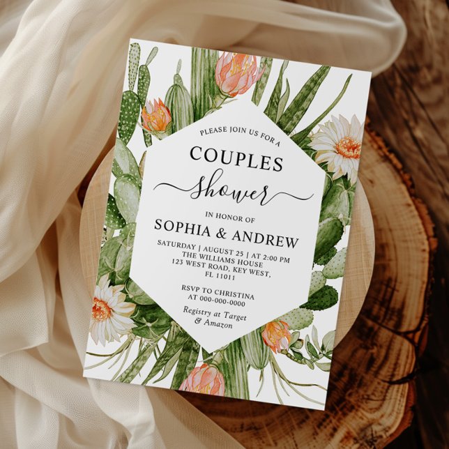 Invitation de douche de couples de cadre de fleurs (Créateur téléchargé)