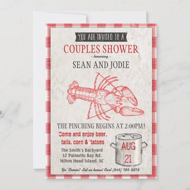 Invitation de douche de couples de l'ébullition de (Devant)