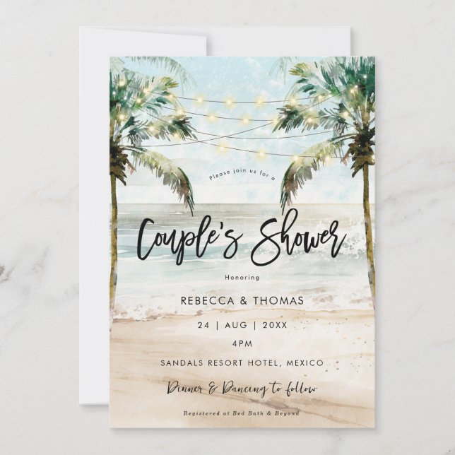 invitation de douche de couples de palmiers de pla (Devant)