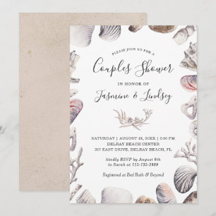 Invitation de douche de couples de plage de coquil