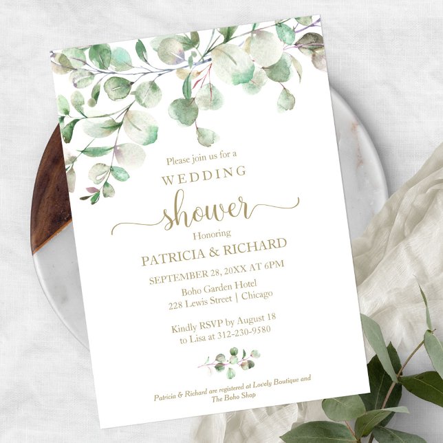 Invitation de douche de couples de verdure d'eucal (Créateur téléchargé)