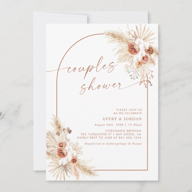 Invitation de douche de couples d'herbe de Pampas  (Devant)
