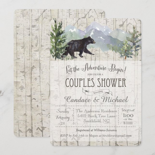 Invitation de douche de couples d'ours de début d' (Devant / Derrière)