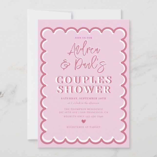 Invitation de douche de couples rétro (Devant)