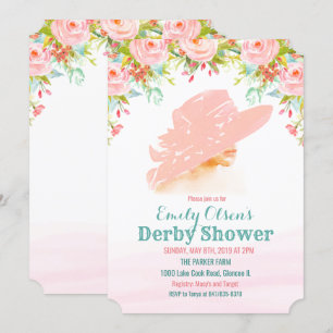 Invitation de douche de Derby Floral Chapeau Aquar