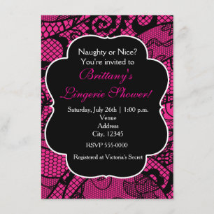 Invitation de douche de lingerie en dentelle rose 