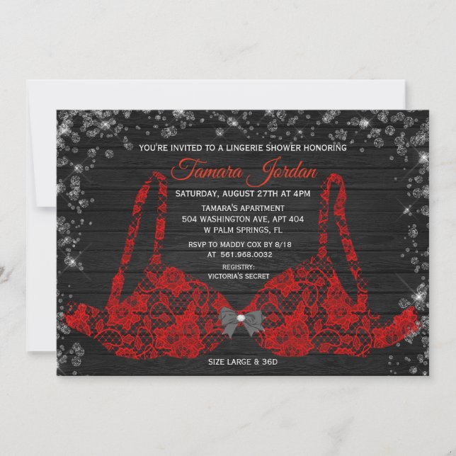 Invitation de douche de lingerie en diamant de sou (Devant)