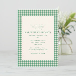 Invitation de douche de mariage à carreaux verts d