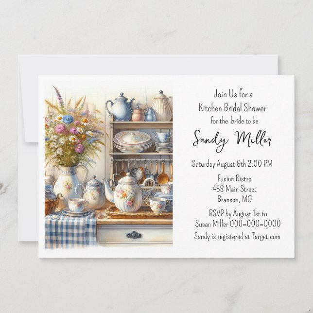 Invitation de douche de mariage à vaisselle de cui (Devant)