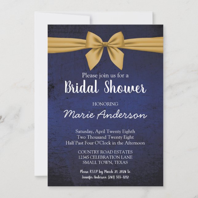 Invitation de douche de mariage arc-en-ciel or ble (Devant)
