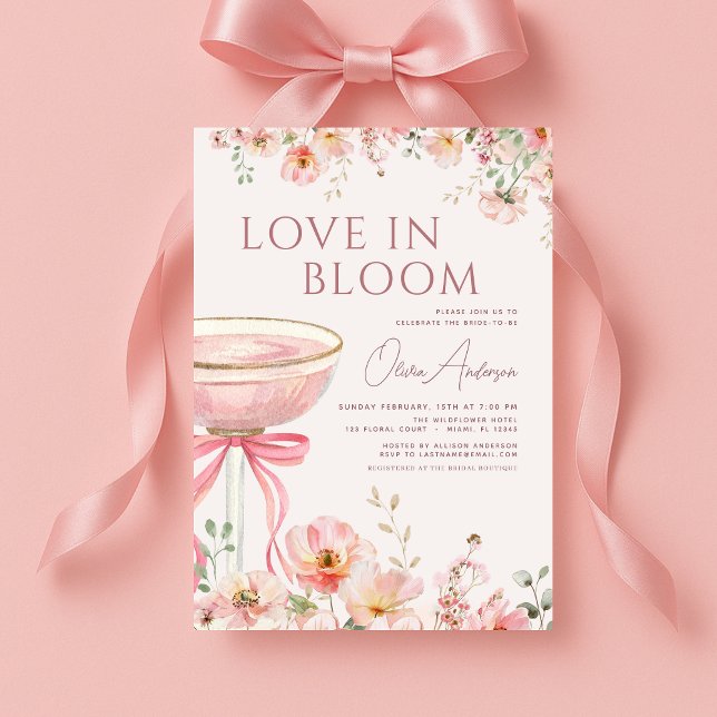 Invitation de douche de mariage Champagne Rose en  (Créateur téléchargé)