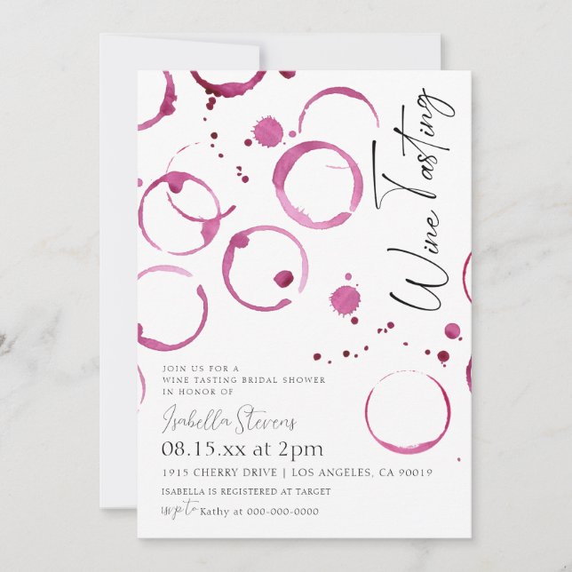 Invitation de douche de mariage dégustation de vin (Devant)