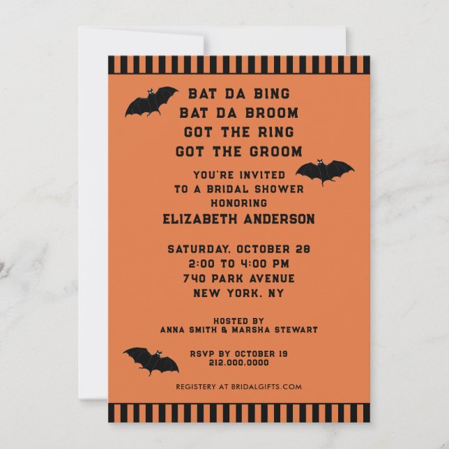 Invitation de douche de mariage d'Halloween (Devant)