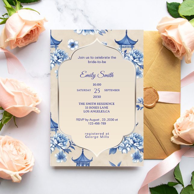 Invitation de douche de mariage élégante en bleu e (Créateur téléchargé)