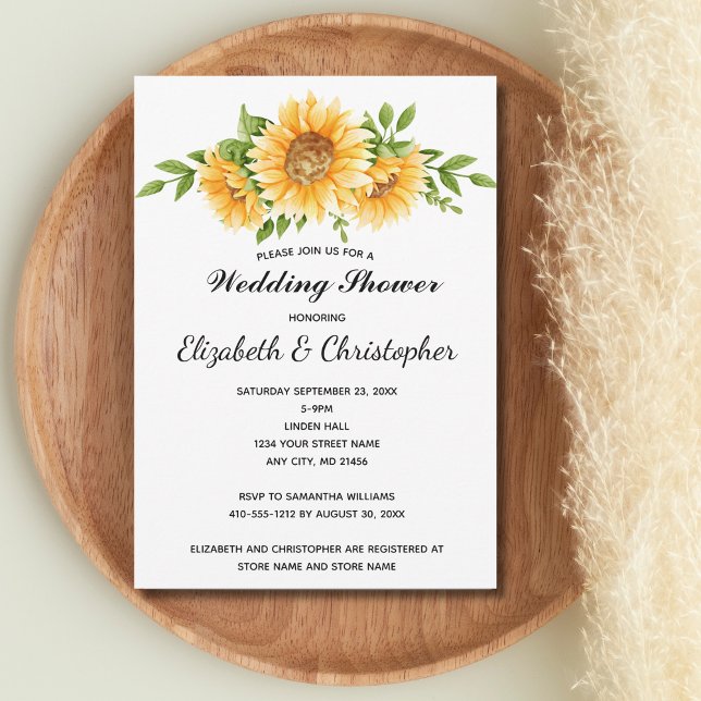Invitation de douche de mariage floral jaune tourn (Sunflowers Yellow Floral Wedding Shower Bridal Shower Couples Shower Invitation. Digital or 
Printed)
