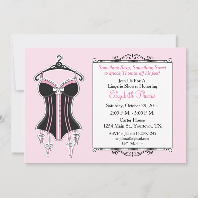 Invitation de douche de mariage lingerie (Devant)
