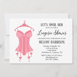 Invitation de douche de mariage lingerie rose Sass