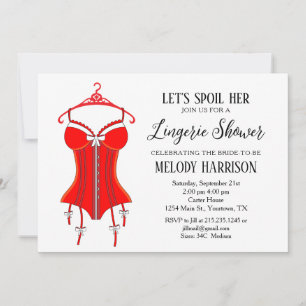 Invitation de douche de mariage lingerie rouge Sas