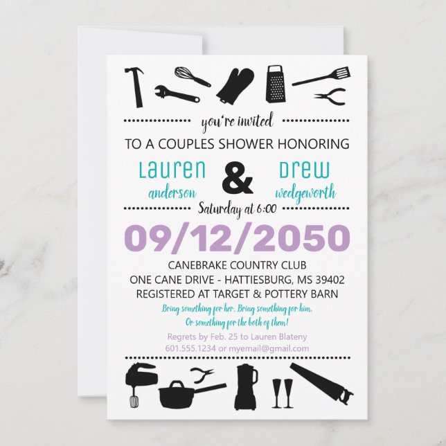 Invitation de douche de mariage pour couples Cuisi (Devant)