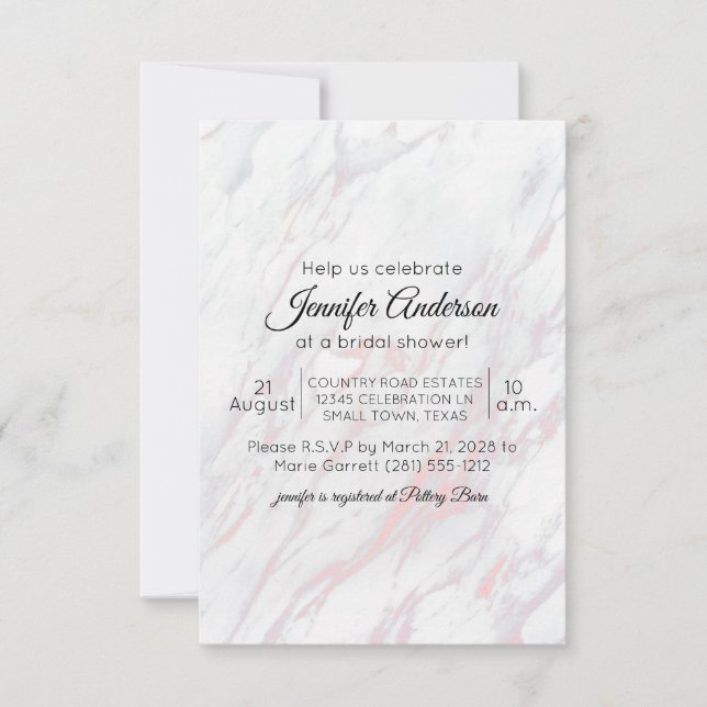 Invitation de douche de mariage rose et gris moder (Devant)