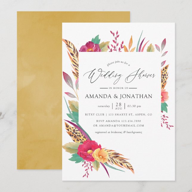 Invitation de douche de mariage safari aquarelle (Devant / Derrière)