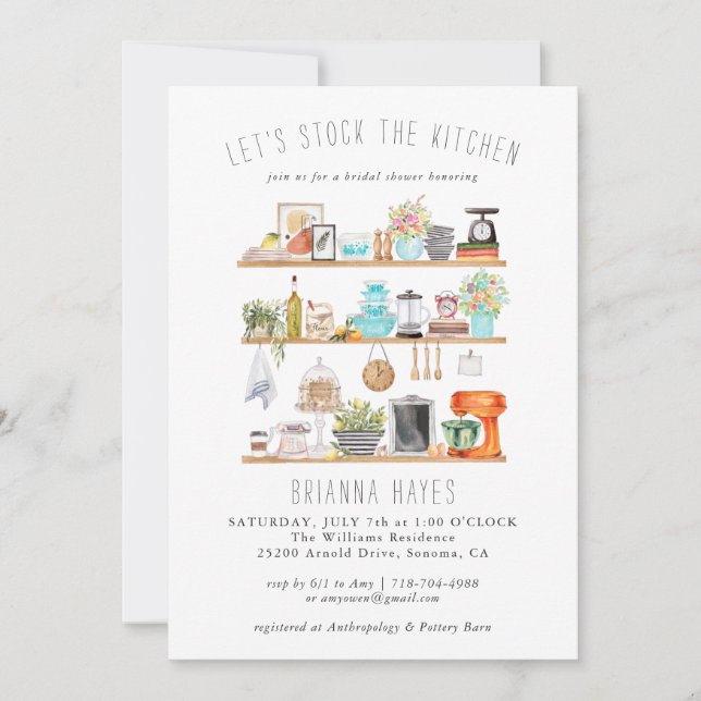 Invitation de douche de mariage Stock the Kitchen (Devant)