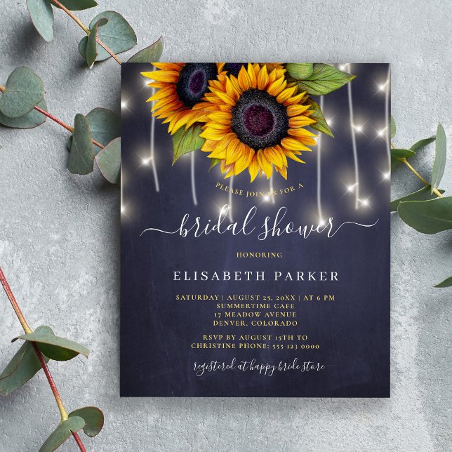 Invitation de douche de mariée à budget tournesol  (Créateur téléchargé)