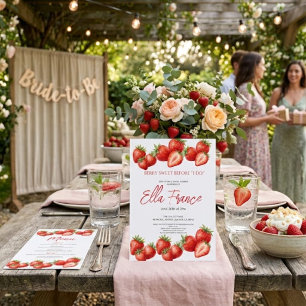 Invitation de douche de mariée à la fraise douce a