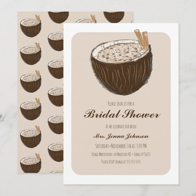 Invitation de douche de mariée à la noix de coco t (Devant / Derrière)