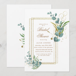 Invitation de douche de mariée à la verdure d'euca