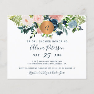 Invitation de douche de mariée à l'aquarelle flora
