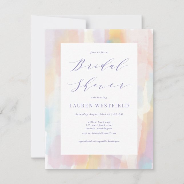 Invitation de douche de mariée à l'aquarelle paste (Devant)