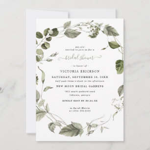 Invitation de douche de mariée à l'aquarelle verdu