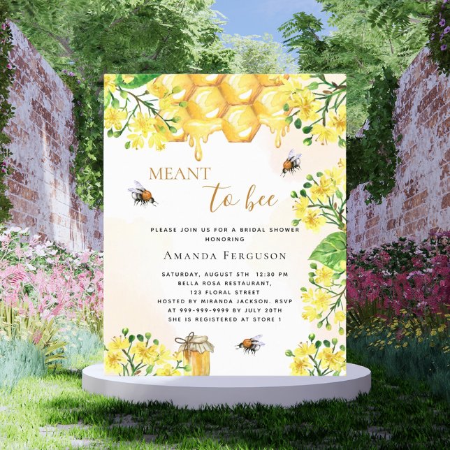 Invitation de douche de mariée abeille jaune flora (Créateur téléchargé)