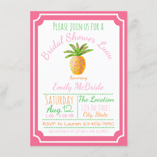 Invitation de douche de mariée Ananas Brise Rose