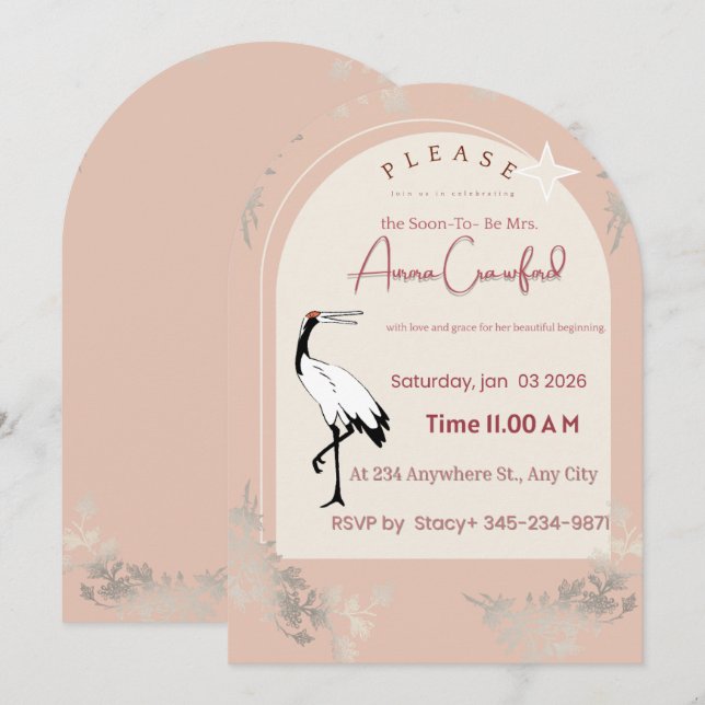 Invitation de douche de mariée arquée moderne Boho (Devant / Derrière)