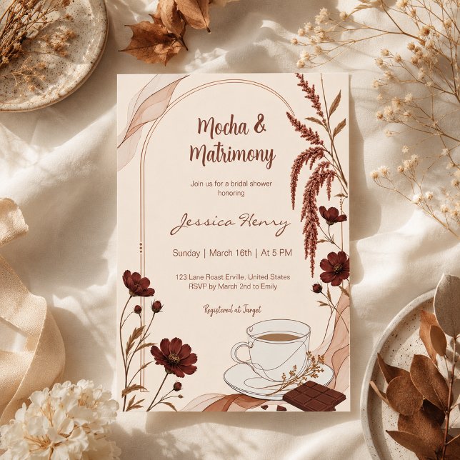 Invitation de douche de mariée au Chocolat Brun Mo (Créateur téléchargé)