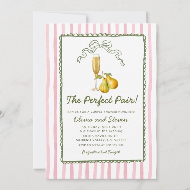 Invitation de douche de mariée au thème de poire T (Devant)