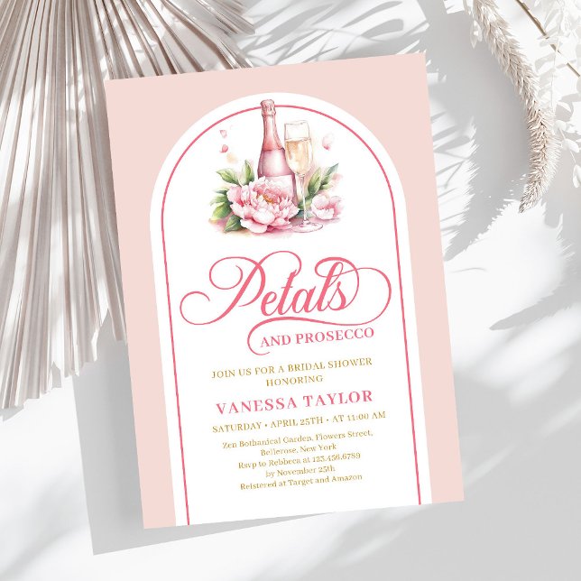 Invitation de douche de mariée aux pétales romanti (Romantic petals and prosecco bridal shower invite)
